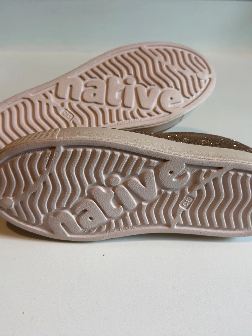 Native Shoes Kids Glitter Slip-On Sneakers in Gold and White